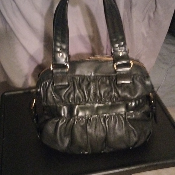 DESMO black glove leather handbag with gold tone hardware. - Picture 5 of 11